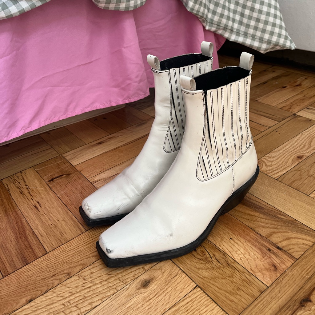 Topshop Square Toe White Western Boot